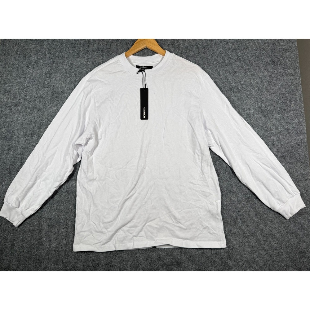 Nova Men Oversized Shirt Mens Medium White Crew Neck Heavyweight Long Sleeve Tee
